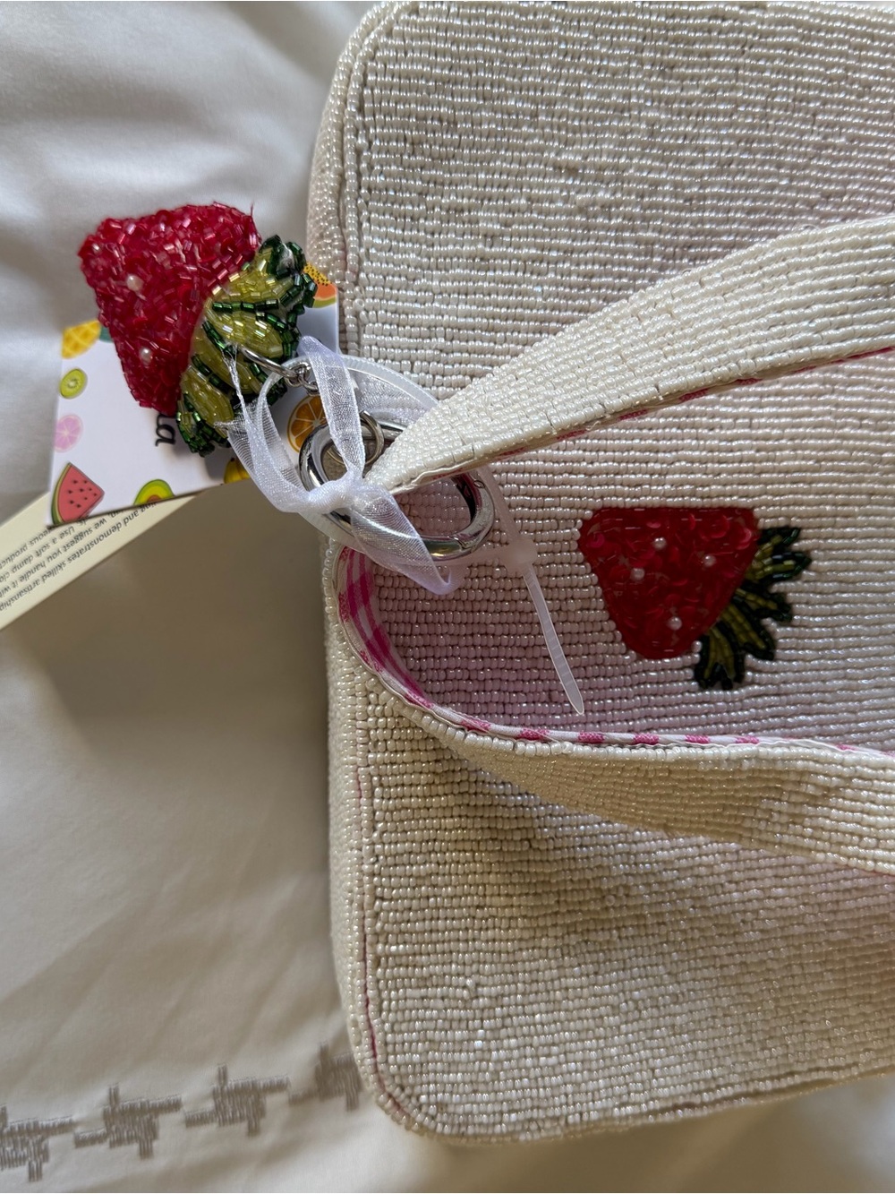 Beaded Fruit Patchwork Shoulder Bag - with Bag Charm - Picture 8 of 8